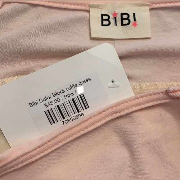 Boutique Brand ~ BiBi ~ Color Block Ruffle Sundress in Cream&Pinks ~ Size L - Picture 8 of 9